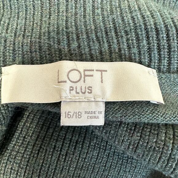 LOFT Plus Cowl Neck Tunic Sweater Women 18 Dark Green Long Sleeve Cozy Pullover - Picture 9 of 11